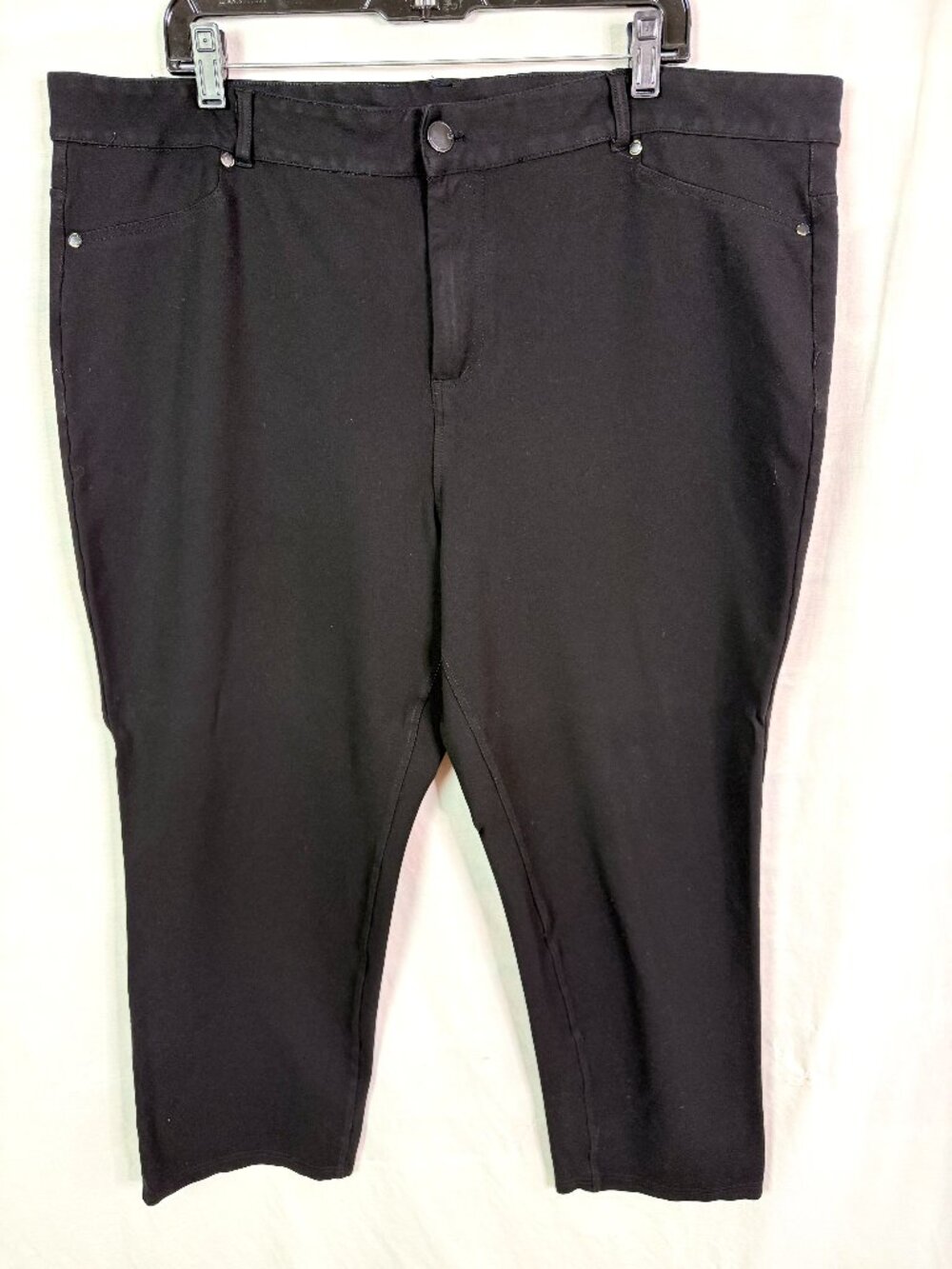 Avenue Black Thick Stretch Knit Pants Button Zip 24
